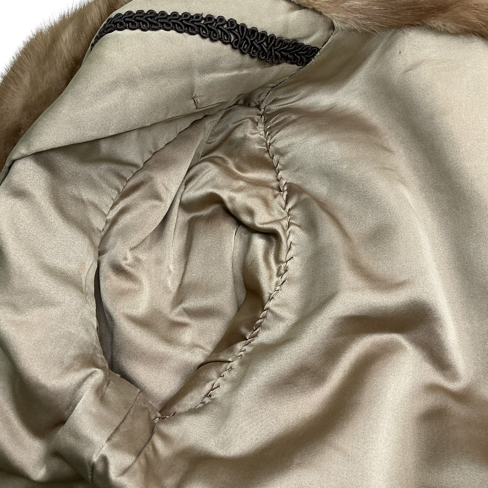 VTG Helen of Memphis Real Mink Fur Cape Jacket Stole Shawl Pastel Golden Brown S - Picture 11 of 16